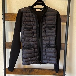 Moncler Womens Quilted Down & Knit Cardigan- Small